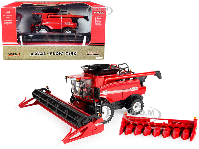 Case IH Axial-Flow 7150 Combine Red Grain Corn Heads Prestige Collection Series 1/64 Diecast Model ERTL TOMY 44243