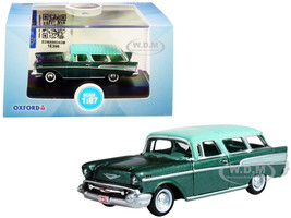 1957 Chevrolet Nomad Highland Green Metallic Surf Green Top 1/87 HO Scale Diecast Model Car Oxford Diecast 87CN57006