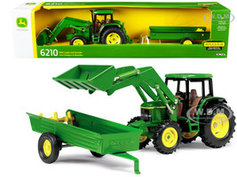 John Deere 6210 Tractor Loader Spreader Set of 2 pieces 1/32 Diecast Models ERTL TOMY 15488P1
