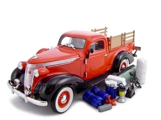 1937 Studebaker Pickup Red With Accessories 1/24 Diecast Car Unique Replicas 18563