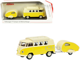 Volkswagen T1 Camper Bus Travel Trailer Yellow Cream 1/64 Diecast Models Schuco 452026700