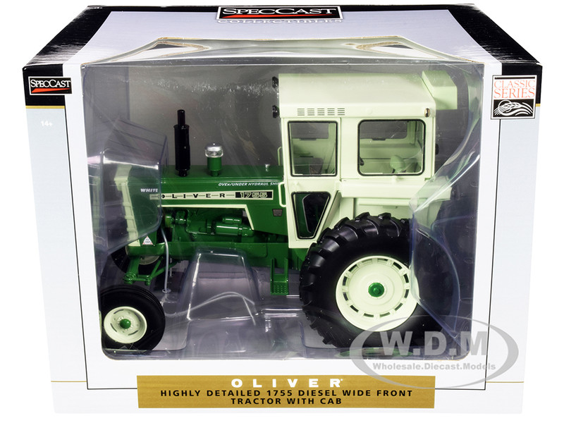 Oliver 1755 Diesel Wide Front Tractor Cab Dark Green Light Green Classic Series 1/16 Diecast Model SpecCast SCT777