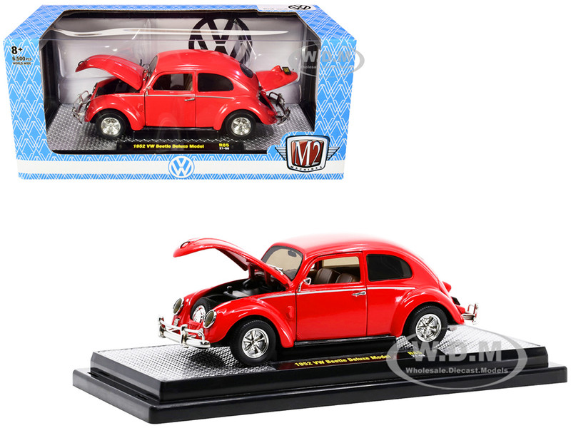 1952 Volkswagen Beetle Deluxe Bright Red Limited Edition 6500 pieces Worldwide 1/24 Diecast Model Car M2 Machines 40300-85 B