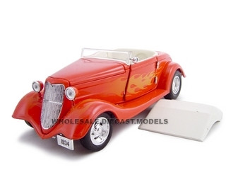 1934 Ford Custom Convertible Hot Rod Orange 1/24 Diecast Car Unique Replicas 18543