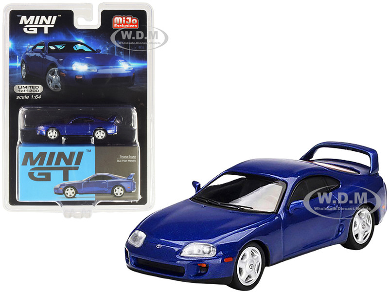 Toyota Supra JZA80 Blue Pearl Metallic Limited Edition 1200 pieces Worldwide 1/64 Diecast Model Car True Scale Miniatures MGT00211