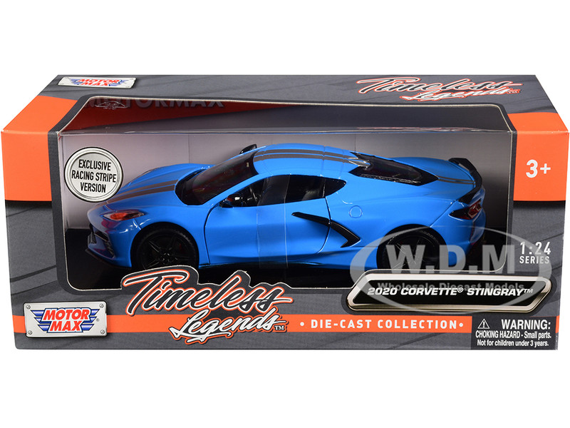 2020 Chevrolet Corvette C8 Stingray Blue Silver Racing Stripes