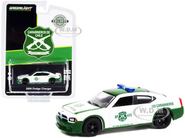 2006 Dodge Charger Police Car Green White Carabineros de Chile Hobby Exclusive 1/64 Diecast Model Car Greenlight 30270