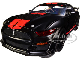 2020 Ford Mustang Shelby GT500 Matt Black Red Stripes Bigtime Muscle Series 1/24 Diecast Model Car Jada 32994