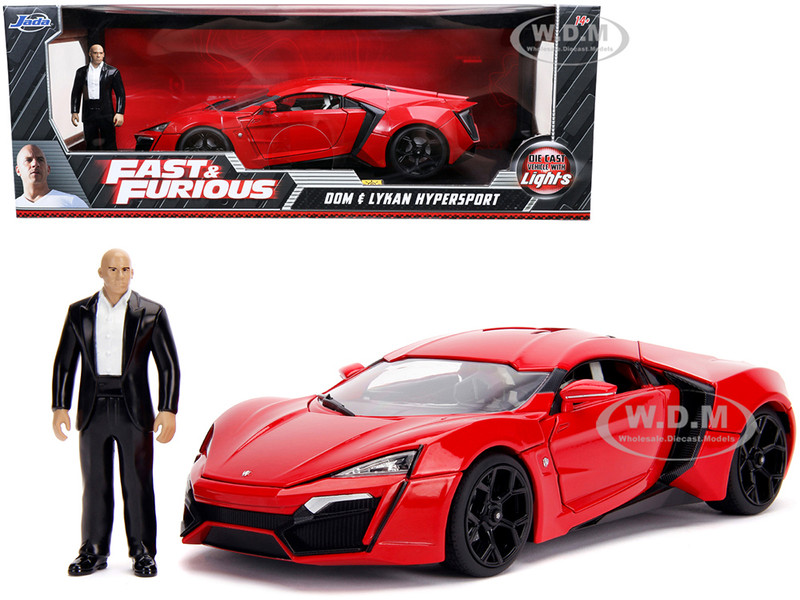 Lykan Hypersport Red Lights Dom Figurine Fast & Furious Movie 1/18 Diecast Model Car Jada 31140