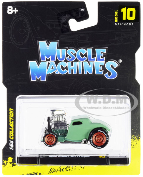 1933 Ford 3W Coupe Light Green 1/64 Diecast Model Car Muscle Machines 15546