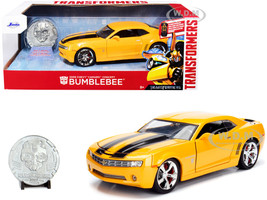 2006 Chevrolet Camaro Concept Yellow Bumblebee Robot on Chassis Collectible Metal Coin Transformers Movie 1/24 Diecast Model Car Jada 98497