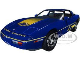 1988 Chevrolet Corvette C4 Dark Blue Yellow Stripes Corvette Challenge Race Car 1/18 Diecast Model Car Greenlight 13597