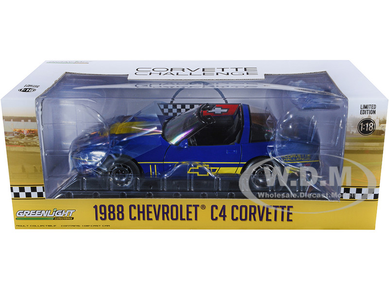 1988 Chevrolet Corvette C4 Dark Blue With Yellow Stripes "Corvette Challenge Race Car" 1/18 Diecast Model Car By Greenlight 19 1988 Chevrolet Corvette C4 Dark Blue With Yellow Stripes "Corvette Challenge Race Car" 1/18 Diecast Model Car By Greenlight -Closeout Items Sales 13597 6 86035.1654123368.800.600