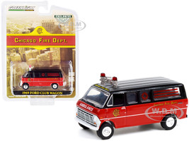 1969 Ford Club Wagon Ambulance Black Red Chicago Fire Department Hobby Exclusive 1/64 Diecast Model Car Greenlight 30242