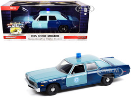 1975 Dodge Monaco Light Blue Dark Blue Massachusetts State Police Hot Pursuit Series 1/24 Diecast Model Car Greenlight 85532
