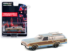 1979 Ford LTD Country Squire Light Blue Woodgrain Sides Weathered Terminator 2 Judgment Day 1991 Movie Hollywood Series Release 32 1/64 Diecast Model Car Greenlight 44920 C