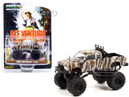 1989 Chevrolet S-10 Extended Cab Monster Truck Camouflage Ace Ventura When Nature Calls 1995 Movie Hollywood Series Release 32 1/64 Diecast Model Car Greenlight 44920 E