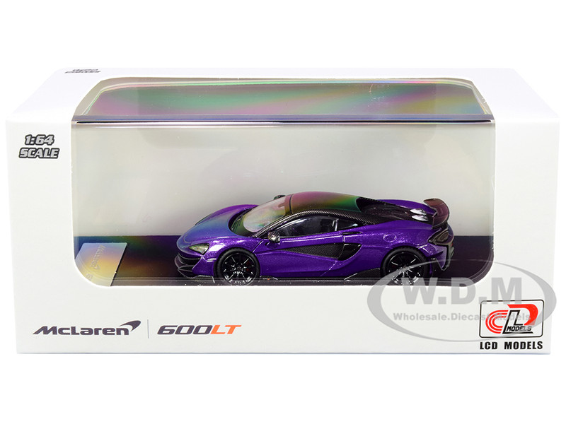 McLaren 600LT Purple Metallic Carbon Top Carbon Accents 1/64 Diecast Model Car LCD Models 64007
