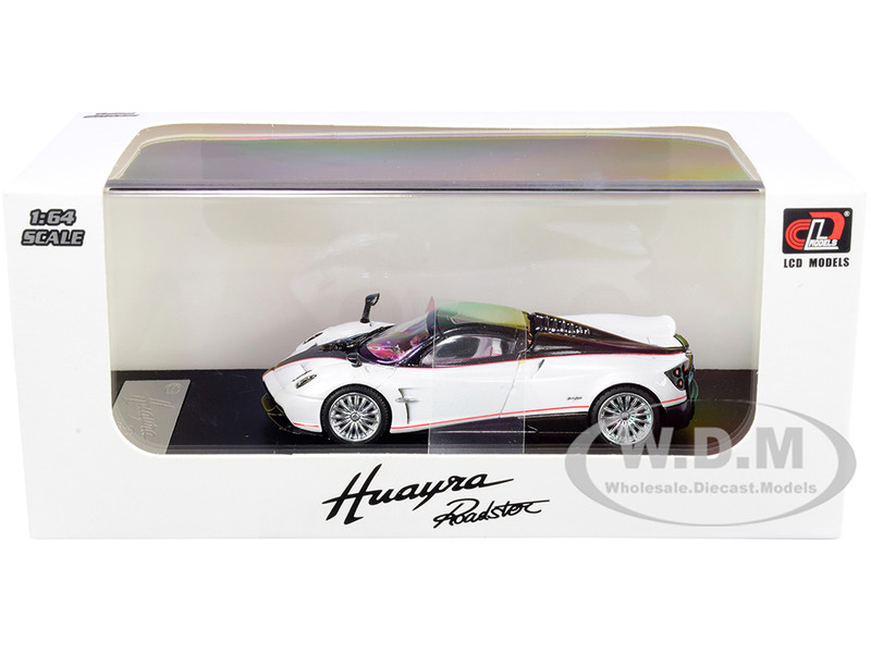 Pagani Huayra Roadster White Metallic Carbon Red Stripes 1/64 Diecast Model Car LCD Models 64015