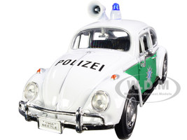 1966 Volkswagen Beetle German Police Car White and Green 1/24 Diecast Model Car Motormax 79588