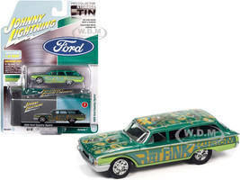 1960 Ford Country Squire Rat Fink Kustom Green Teal with Graphics Collector Tin Limited Edition 6020 pieces Worldwide 1/64 Diecast Model Car Johnny Lightning JLCT006-JLSP146 B