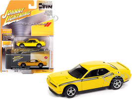 2010 Dodge Challenger R/T Detonator Yellow Black Stripes Collector Tin Limited Edition 5036 pieces Worldwide 1/64 Diecast Model Car Johnny Lightning JLCT006-JLSP147 A