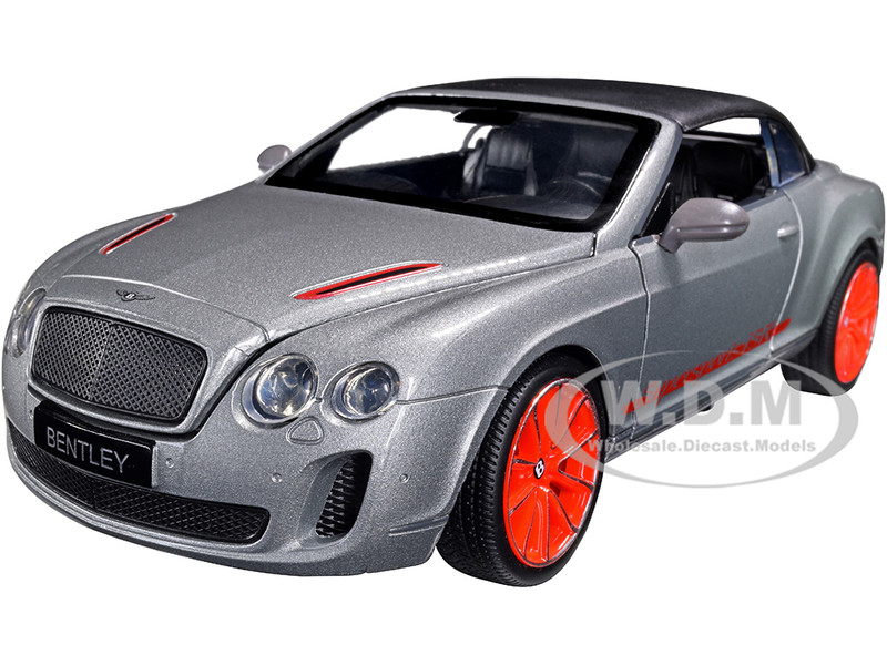 Bentley Continental Supersports ISR Gray Metallic Black Top Red Wheels 1/24 Diecast Model Car Optimum Diecast 724247
