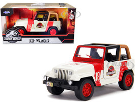Jeep Wrangler #18 Jurassic Park Red Beige Jurassic World 1/32 Diecast Model Car Jada 32129