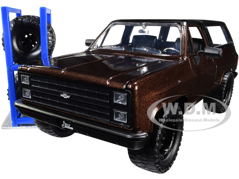 1980 Chevrolet Blazer Dark Brown Metallic Black Top Extra Wheels Just Trucks Series 1/24 Diecast Model Car Jada 33017
