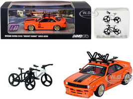 Nissan Silvia S14 Rocket Bunny Boss Aero Orange Roof Rack 2 Bicycles 1/64 Diecast Model Car Inno Models IN64-S14B-SEMA15
