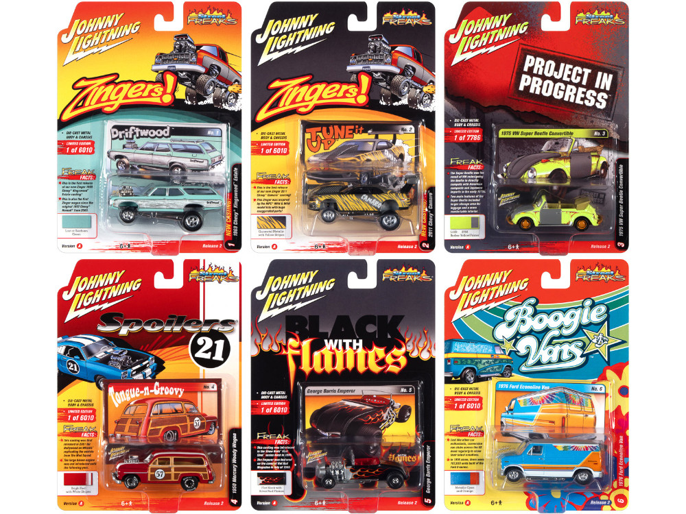 Street Freaks 2021 Set A of 6 Cars Release 2 1/64 Diecast Model Cars by Johnny Lightning