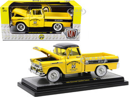 1958 Chevrolet Apache Cameo Pickup Truck Mooneyes Yellow Black Limited Edition 7000 pieces Worldwide 1/24 Diecast Model Car M2 Machines 40300-86 B
