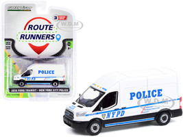2015 Ford Transit LWB High Roof Van White NYPD New York City Police Department Route Runners Series 3 1/64 Diecast Model Greenlight 53030 A