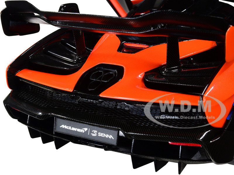 McLaren Senna Trophy Mira Orange and Black Carbon Accents 1/18