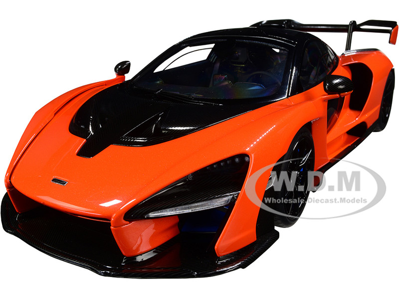 McLaren Senna Trophy Mira Orange and Black Carbon Accents 1/18