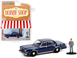 1986 Plymouth Gran Fury Unmarked Police Car Navy Blue Man in Suit Figurine The Hobby Shop Series 11 1/64 Diecast Model Car Greenlight 97110 D