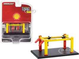 Adjustable Four-Post Lift Shell Oil Yellow Four-Post Lifts Series 1 1/64 Diecast Model Greenlight 16100 C