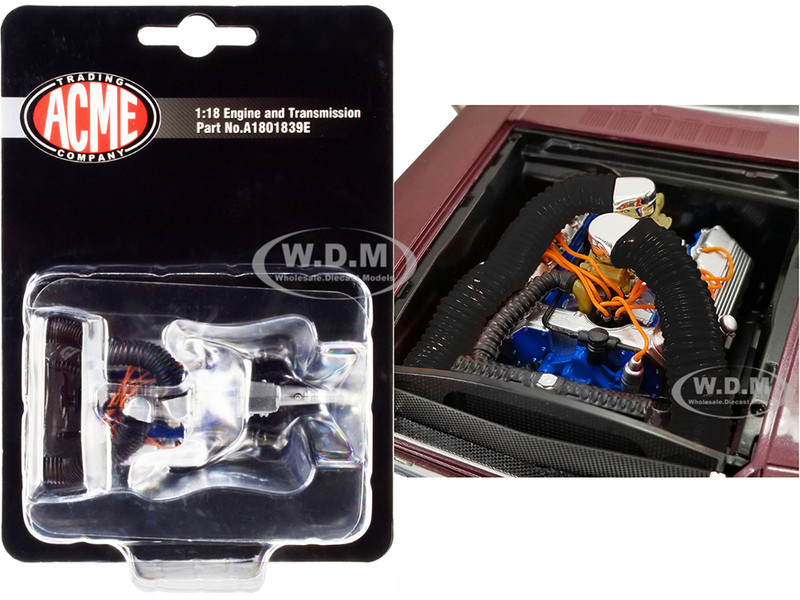 427 SOHC Drag Engine and Transmission Replica from 1965 Ford Mustang A/FX Bill Lawton Tasca Ford 1/18 ACME A1801839E
