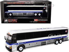 MCI D4505 Motorcoach Bus #X21 Super Express New York MTA White Silver Blue Stripes The Bus & Motorcoach Collection 1/87 Diecast Model Iconic Replicas 87-0273