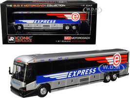 MCI D4505 Motorcoach Bus #595x Broward Express Florida Silver Blue Stripes The Bus & Motorcoach Collection 1/87 Diecast Model Iconic Replicas 87-0321