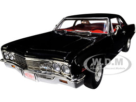 1966 Chevrolet Biscayne Nickey Coupe Tuxedo Black Red Interior American Muscle 30th Anniversary 1991-2021 1/18 Diecast Model Car Autoworld AMM1259
