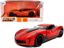 2009 Chevrolet Corvette Stingray Concept Red with Black Stripes Bigtime Muscle Series 1/24 Diecast Model Car Jada 32918