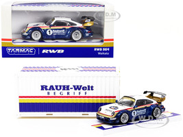 RWB 964 Waikato RHD Right Hand Drive #1 Rauhwelt Porsche White and Blue Metallic with Stripes with Container 1/64 Diecast Model Car Tarmac Works T64-037-WKT