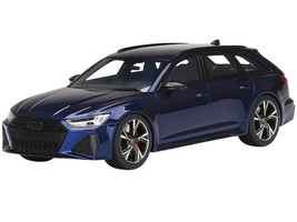 Audi RS 6 Avant Navarra Blue Metallic Carbon Black Accents 1/18 Model Car Top Speed TS0315