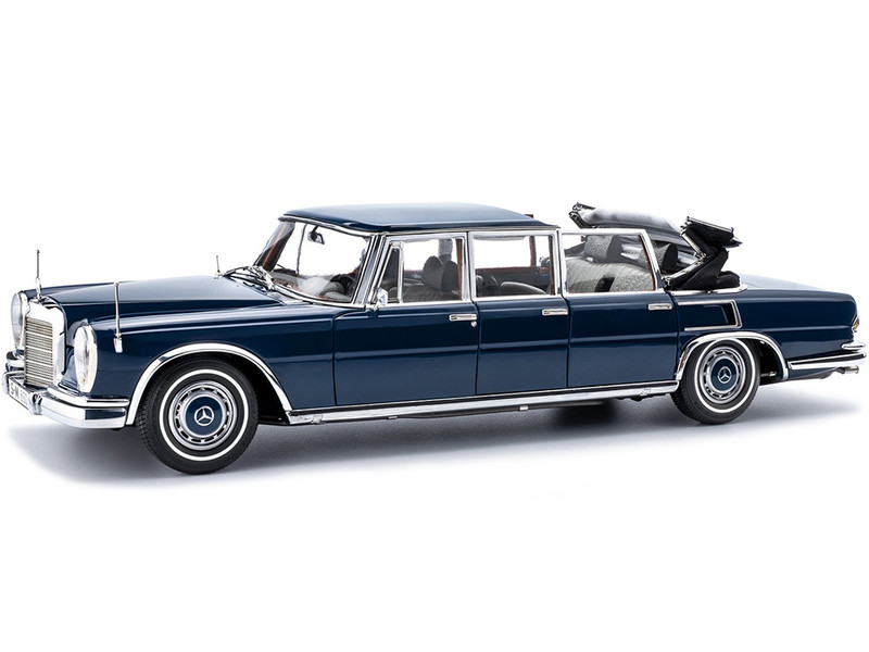 1965-1981 Mercedes Benz 600 Pullman W100 Landaulet Limousine Convertible Functional Softtop Blue 1/18 Diecast Model Car CMC M-205