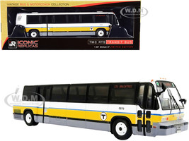 1999 TMC RTS Transit Bus #230 Braintree Boston MBTA White Yellow and Gray with Blue Stripe The Vintage Bus & Motorcoach Collection 1/87 HO Diecast Model Iconic Replicas 87-0314