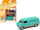 1976 Dodge Tradesman Van Custom Mint Green and Gold with Graphics Classic Gold Collection Series Limited Edition 9718 pieces Worldwide 1/64 Diecast Model Car Johnny Lightning JLCG026 JLSP167 B