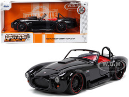 1965 Shelby Cobra 427 S/C Black with Matt Black and Red Stripes and Red Interior Bigtime Muscle Series 1/24 Diecast Model Car Jada 32704
