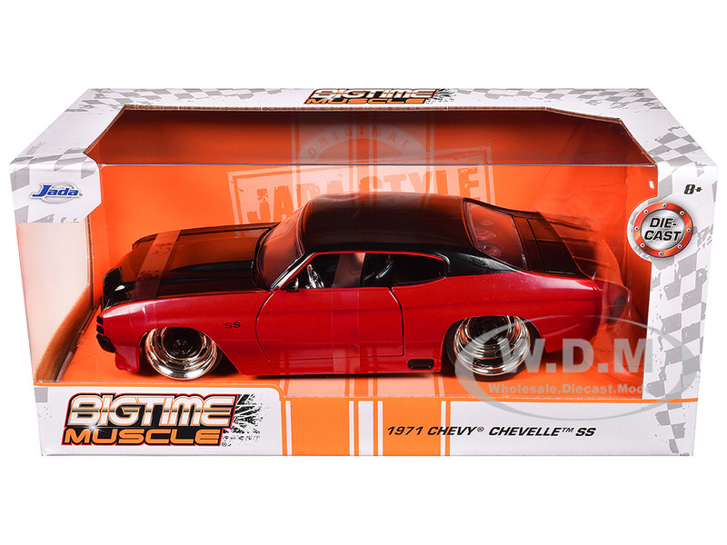 1971 Chevrolet Chevelle SS Black and Red Bigtime Muscle Series 1/24 Diecast Model Car Jada 33041