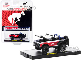 1966 Ford Bronco Red Black White Stripes Ford Performance Limited Edition 8250 pieces Worldwide 1/64 Diecast Model Car M2 Machines 31500-HS21
